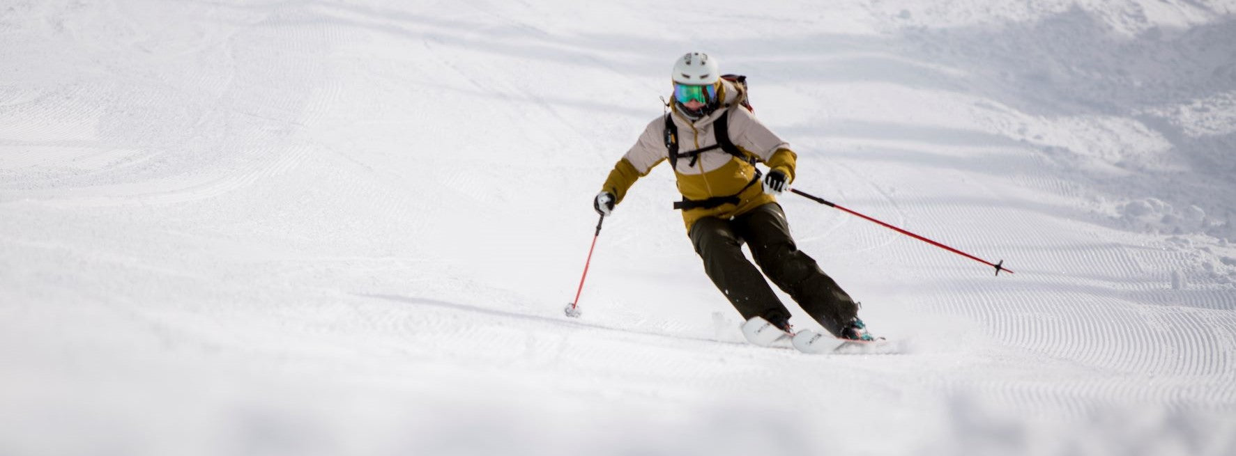 skier downhill skiing and holding poles